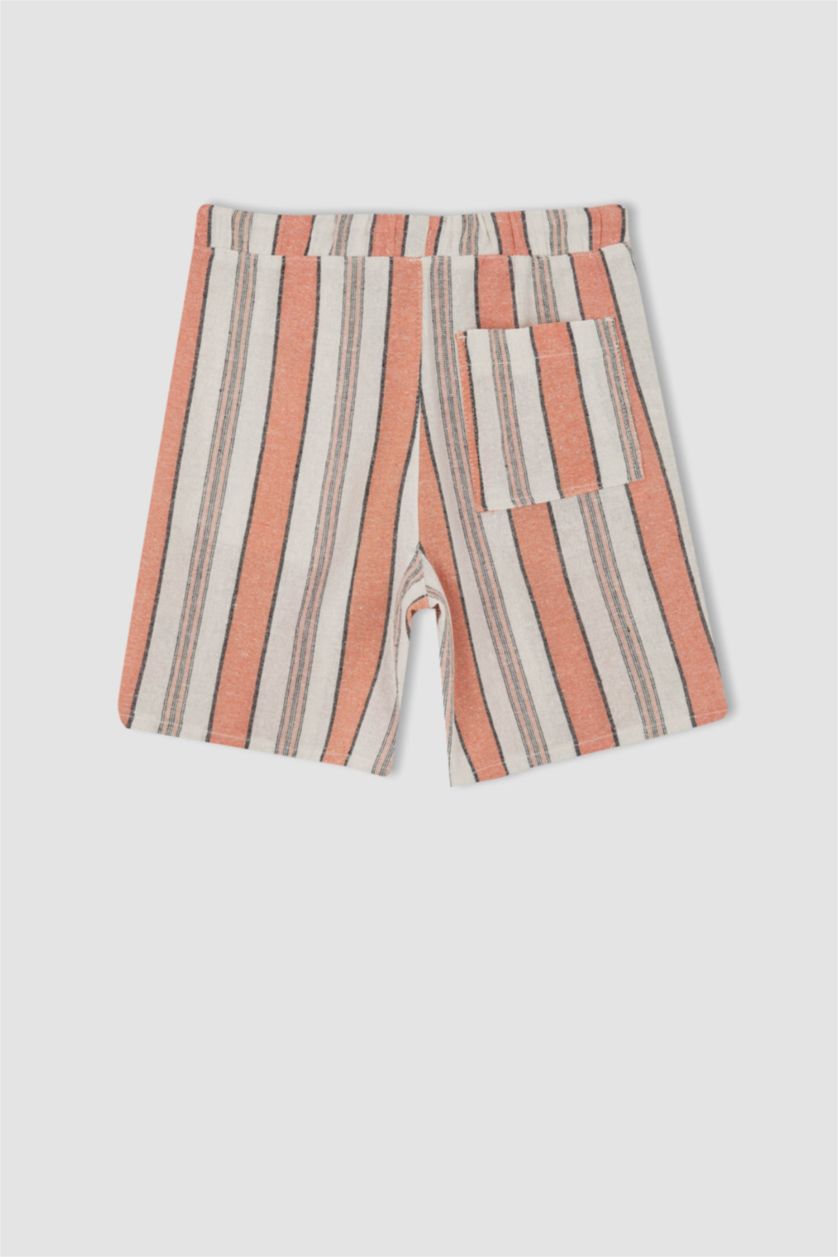 MAN Orange Regular Fit Striped Bermuda