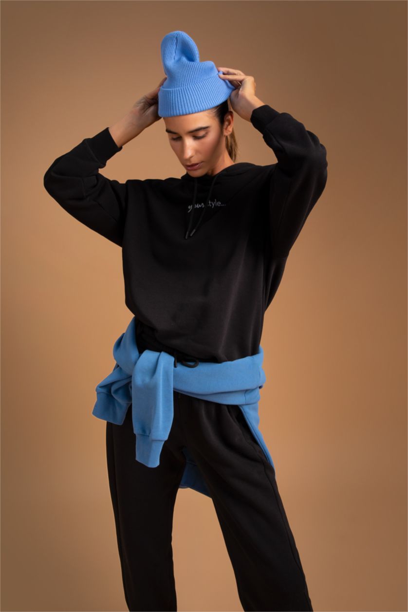 FEMME Noir Sweat- Shirt Coupe Oversize À capuche