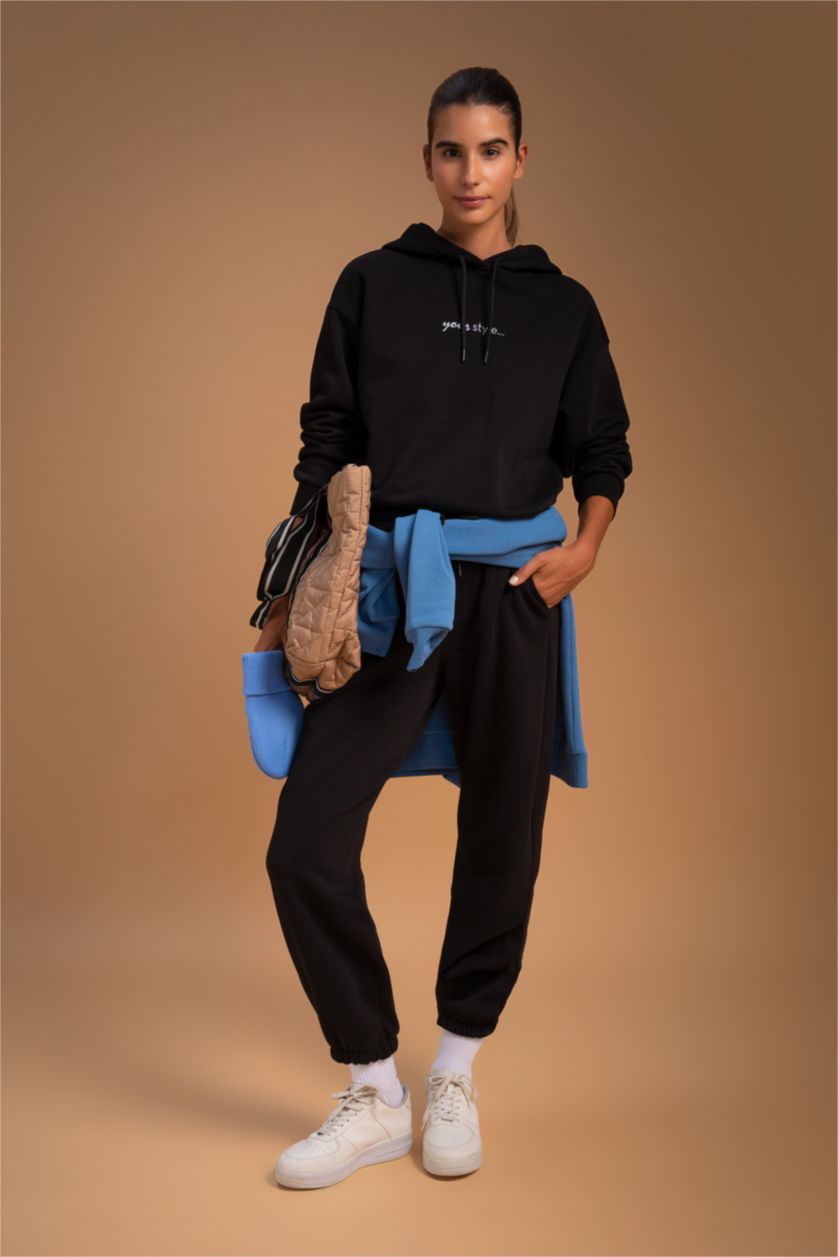 FEMME Noir Sweat- Shirt Coupe Oversize À capuche