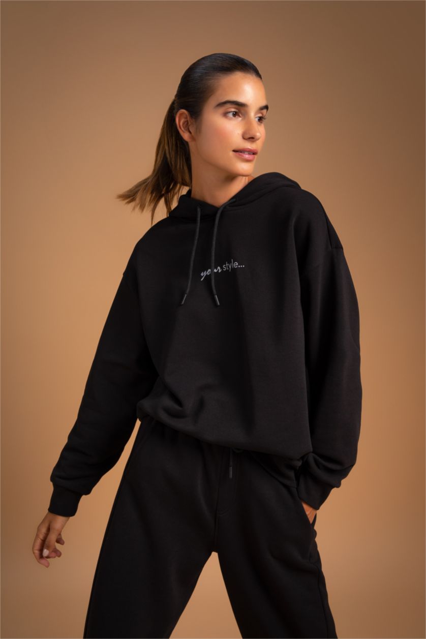 FEMME Noir Sweat- Shirt Coupe Oversize À capuche