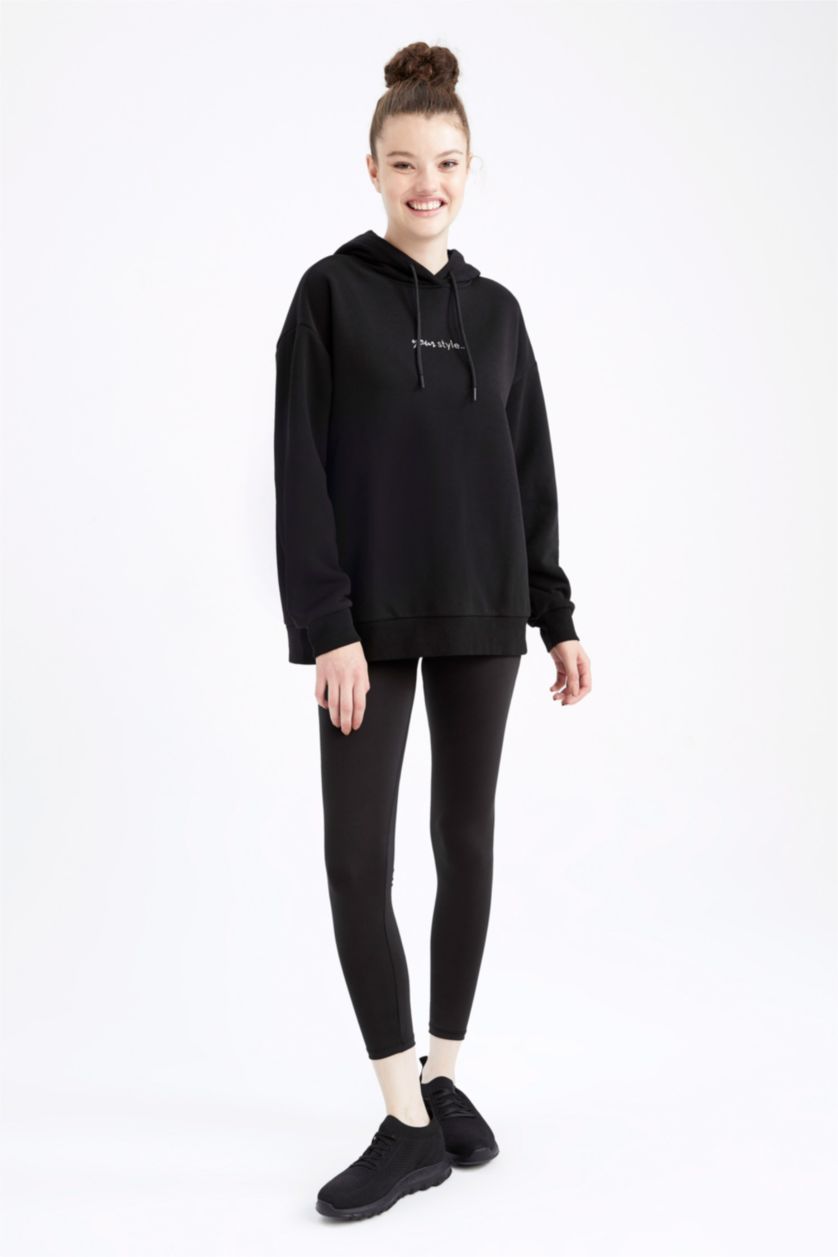 FEMME Noir Sweat- Shirt Coupe Oversize À capuche