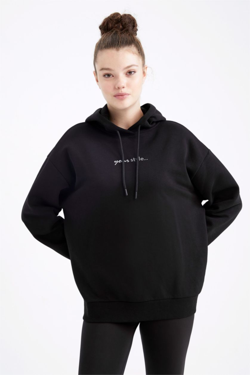FEMME Noir Sweat- Shirt Coupe Oversize À capuche