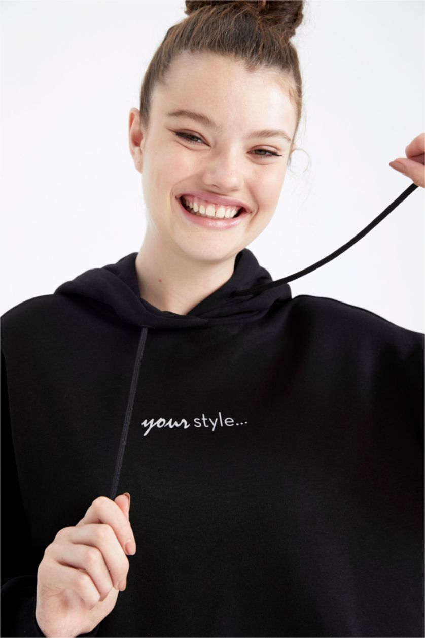 FEMME Noir Sweat- Shirt Coupe Oversize À capuche