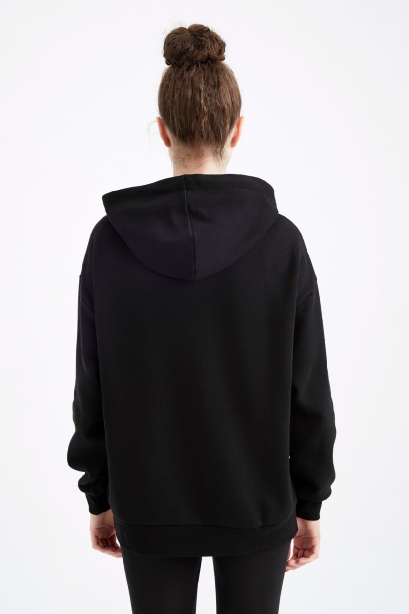 FEMME Noir Sweat- Shirt Coupe Oversize À capuche