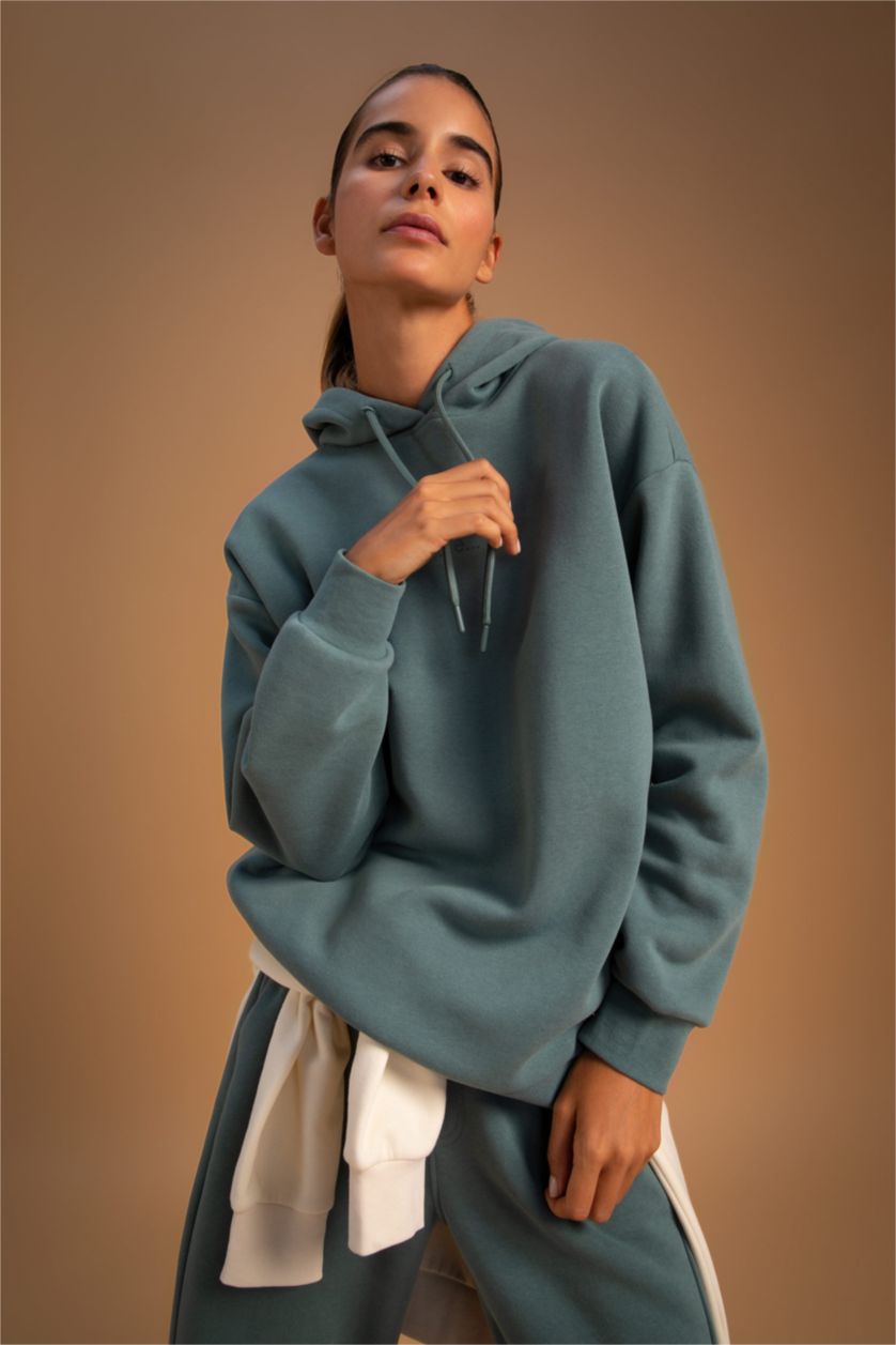 FEMME Vert Sweat- Shirt Coupe Oversize À capuche