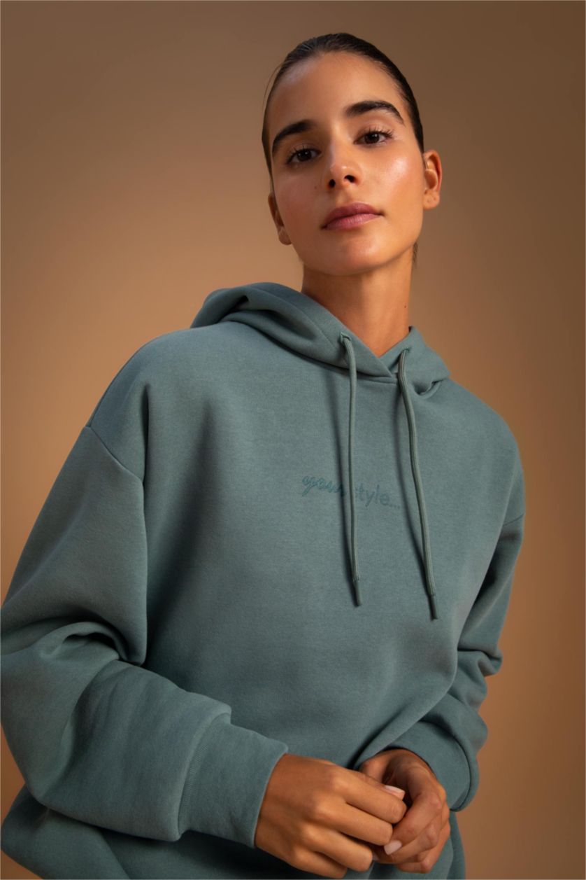 FEMME Vert Sweat- Shirt Coupe Oversize À capuche