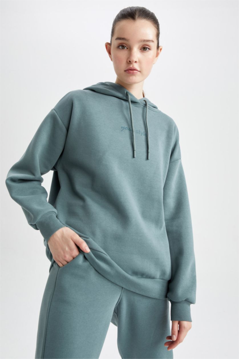 FEMME Vert Sweat- Shirt Coupe Oversize À capuche