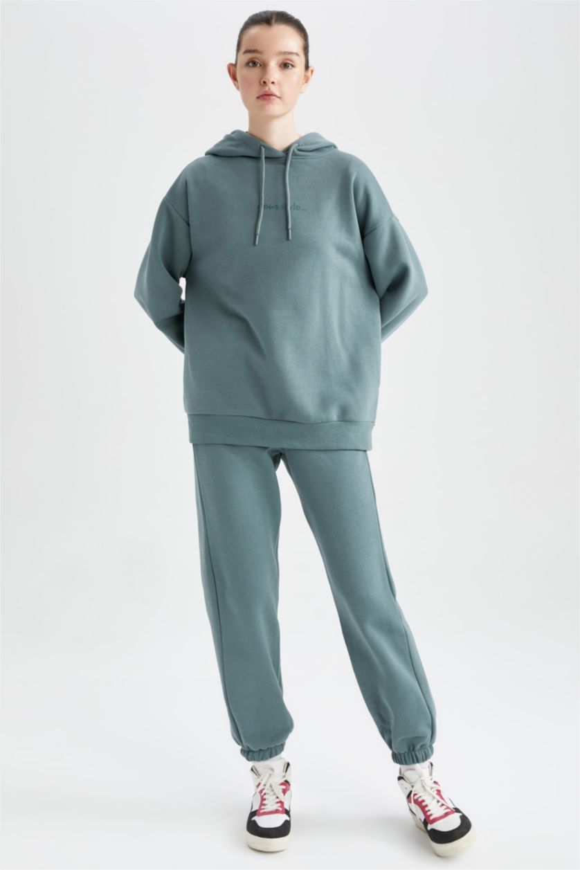 FEMME Vert Sweat- Shirt Coupe Oversize À capuche