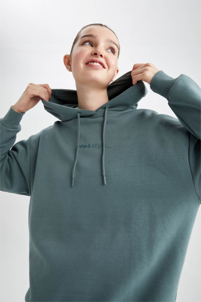 FEMME Vert Sweat- Shirt Coupe Oversize À capuche