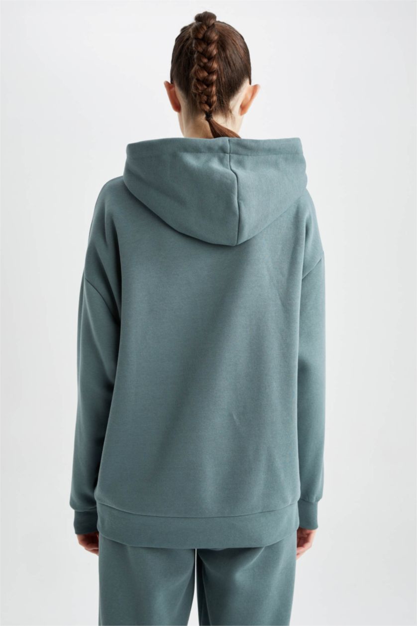 FEMME Vert Sweat- Shirt Coupe Oversize À capuche