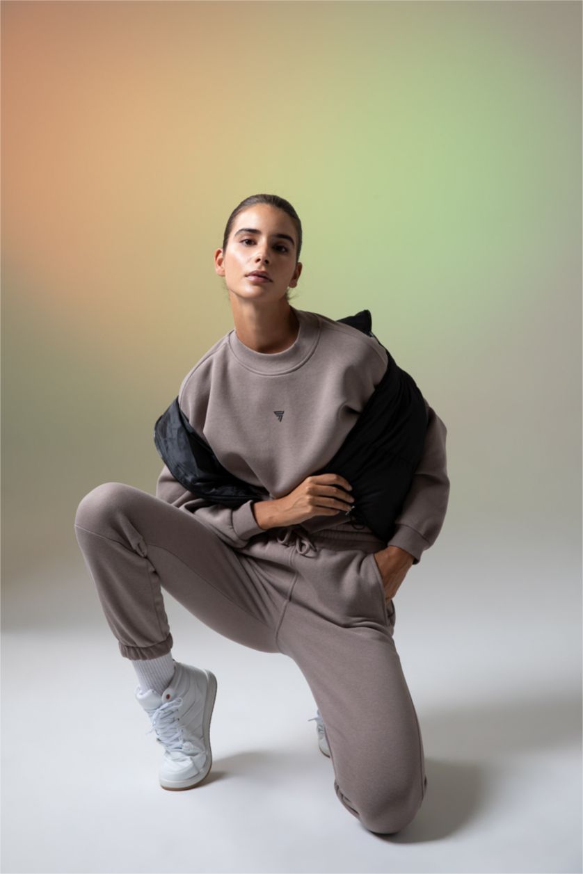 Женщины Серый Свитшот майка с круглым вырезом, DeFactoFit