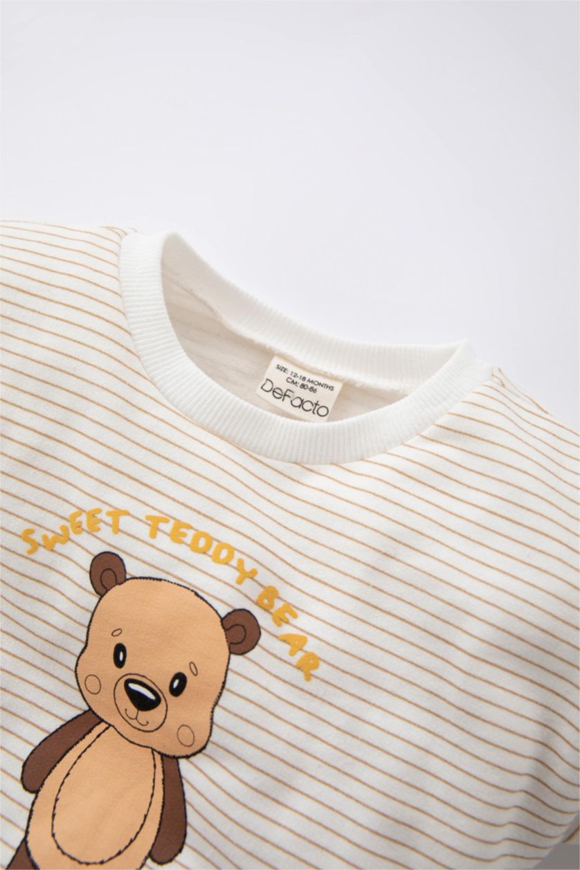 BABY BOY Ecru 2 piece Regular Fit Crew Neck Animal Set