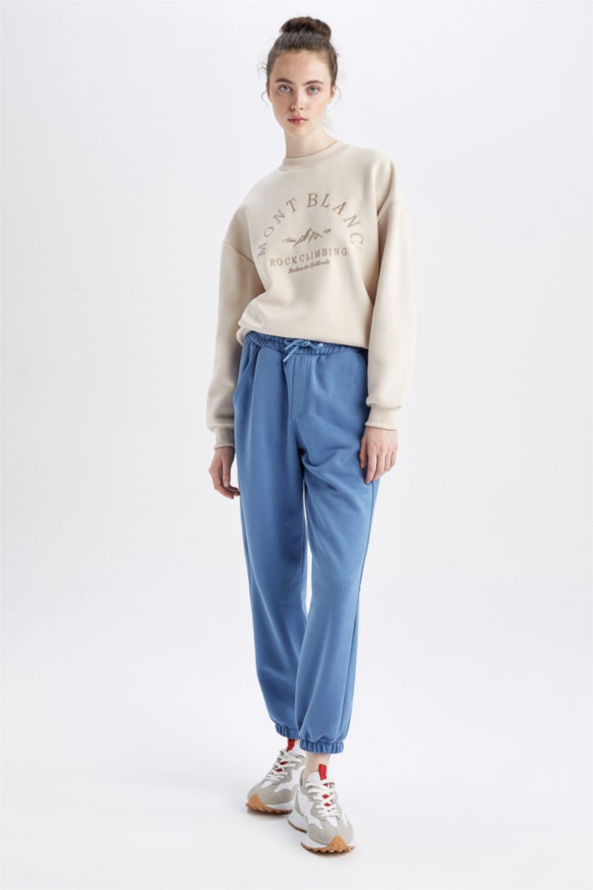 FEMME Bleu Pantalon Tissu Sweat Épais Coupe Oversize DeFactoFit Jogging