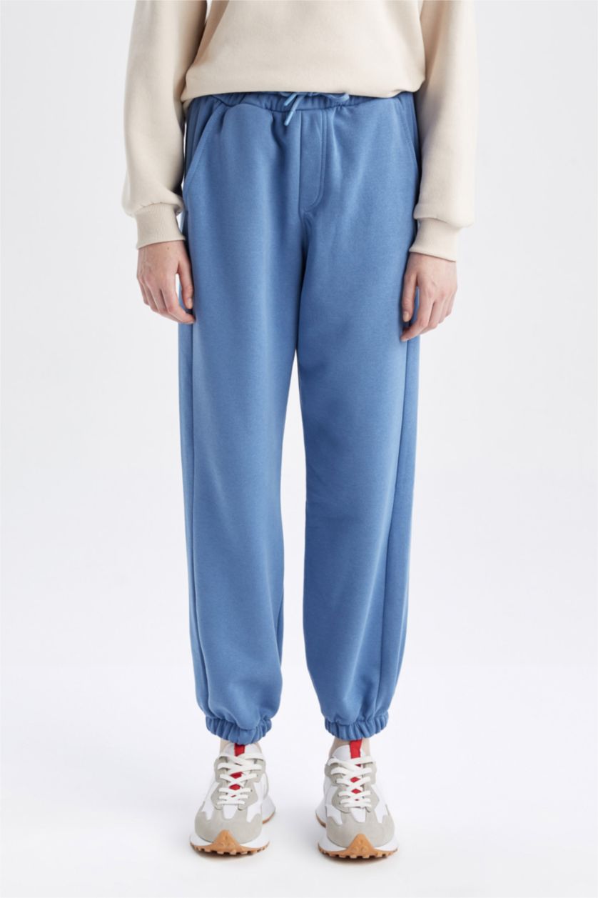 FEMME Bleu Pantalon Tissu Sweat Épais Coupe Oversize DeFactoFit Jogging