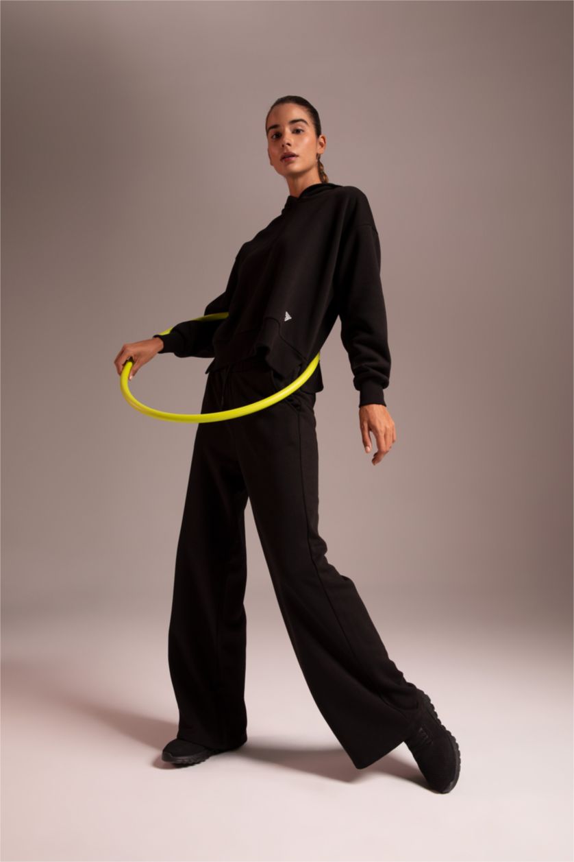 FEMME Noir Pantalon Tissu Sweat Épais Coupe standard DeFactoFit Ourlet large