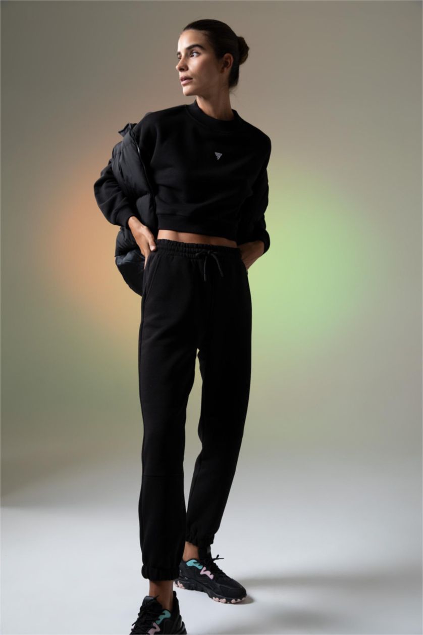 FEMME Noir Pantalon Tissu Sweat Épais Coupe standard DeFactoFit Jogging