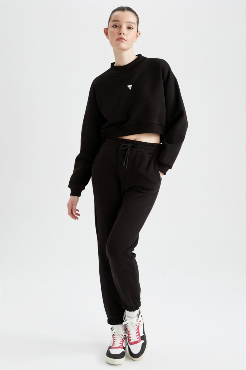 FEMME Noir Pantalon Tissu Sweat Épais Coupe standard DeFactoFit Jogging