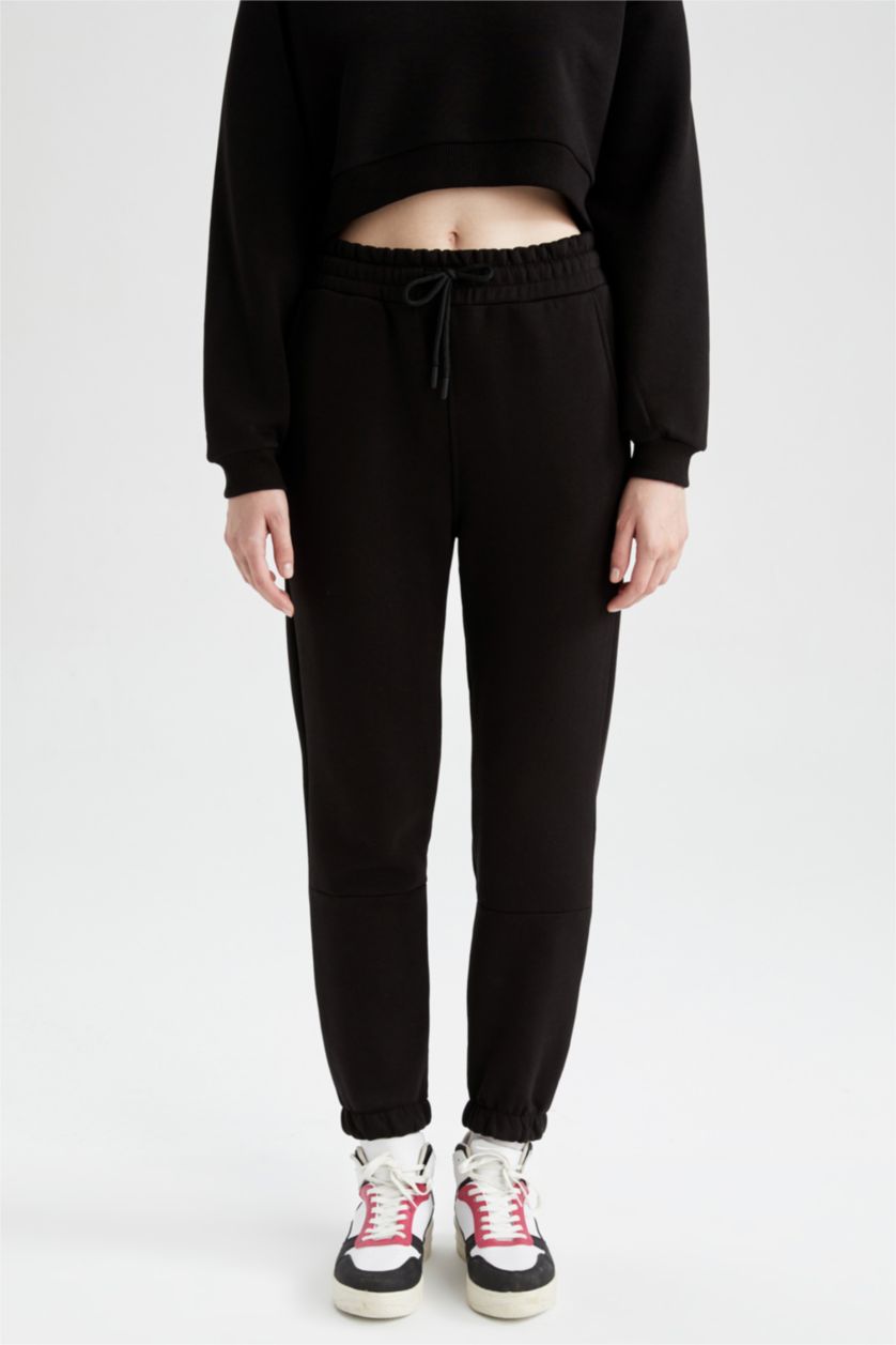 FEMME Noir Pantalon Tissu Sweat Épais Coupe standard DeFactoFit Jogging