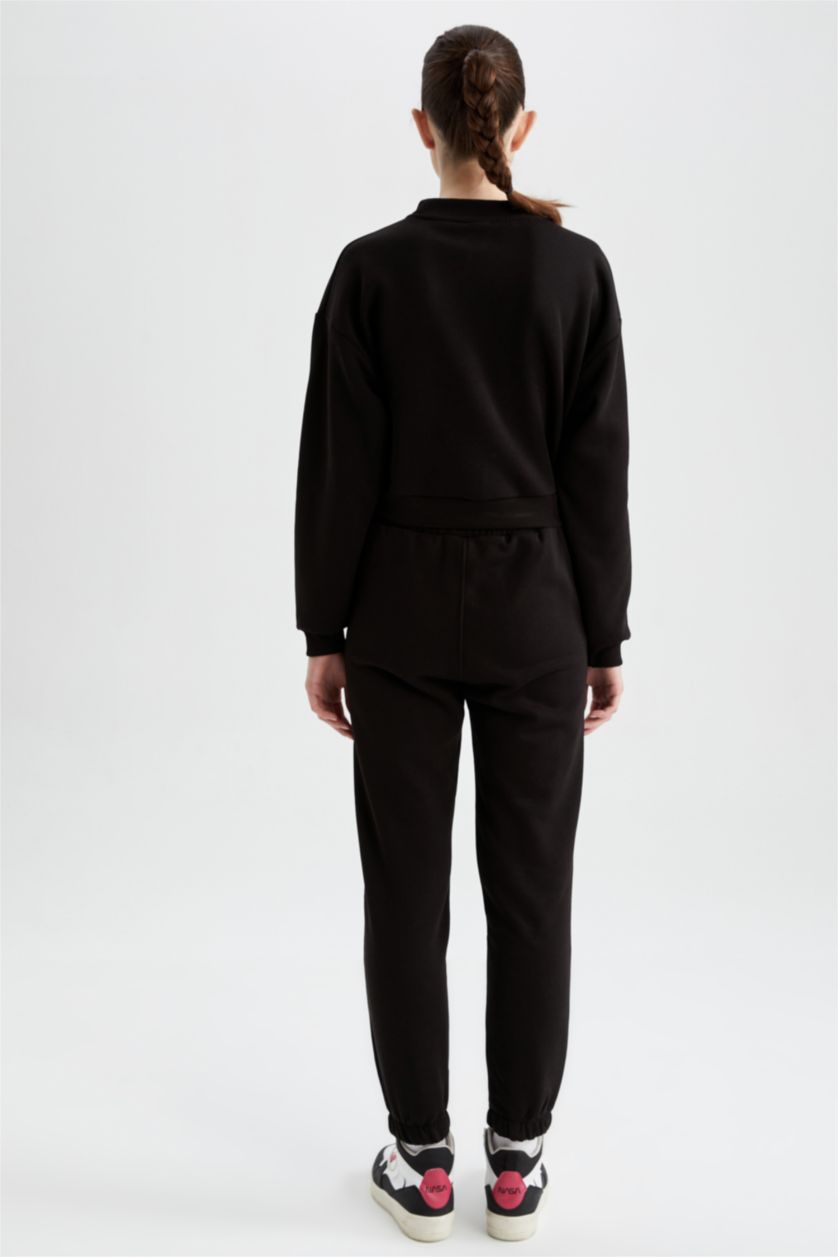 FEMME Noir Pantalon Tissu Sweat Épais Coupe standard DeFactoFit Jogging