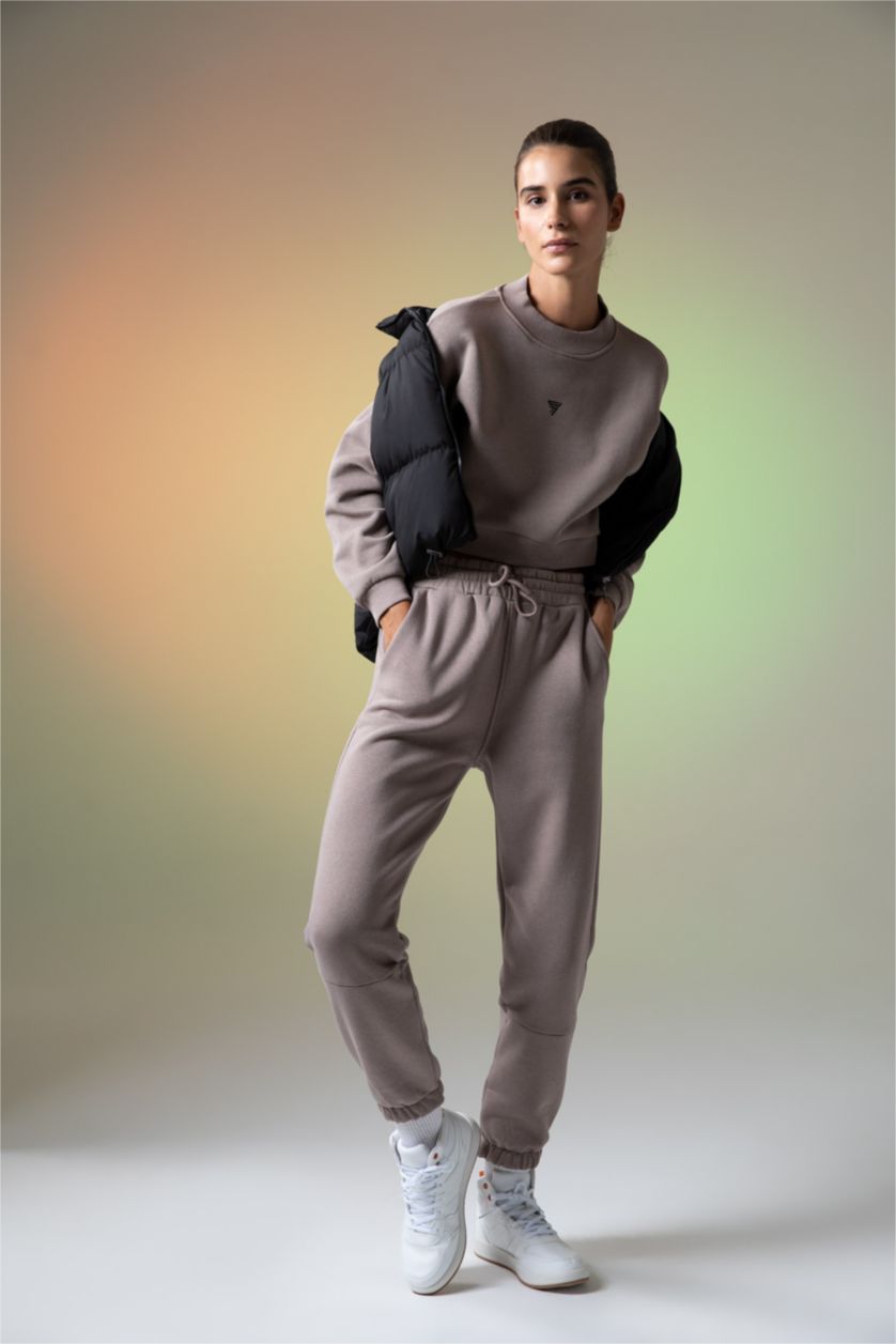 FEMME Gris Pantalon Tissu Sweat Épais Coupe standard DeFactoFit Jogging