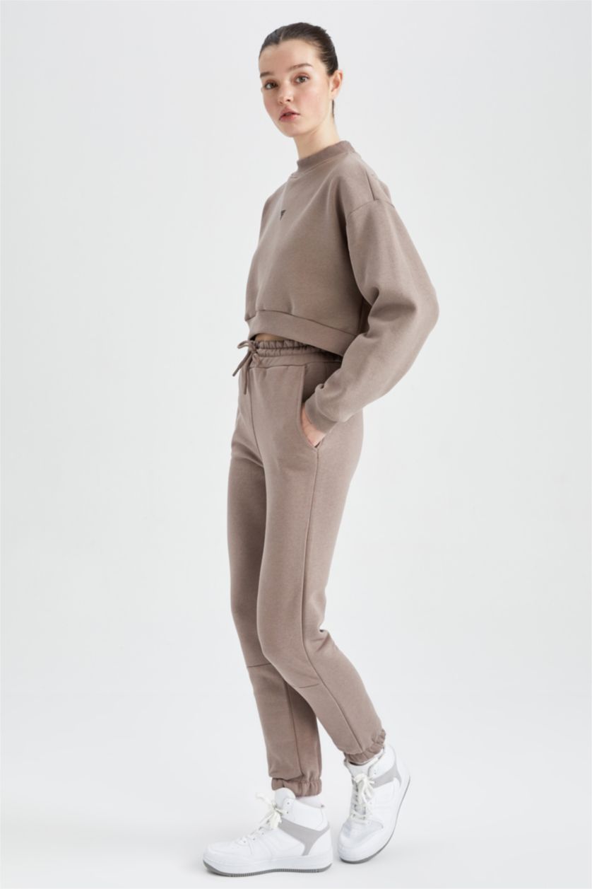 FEMME Gris Pantalon Tissu Sweat Épais Coupe standard DeFactoFit Jogging