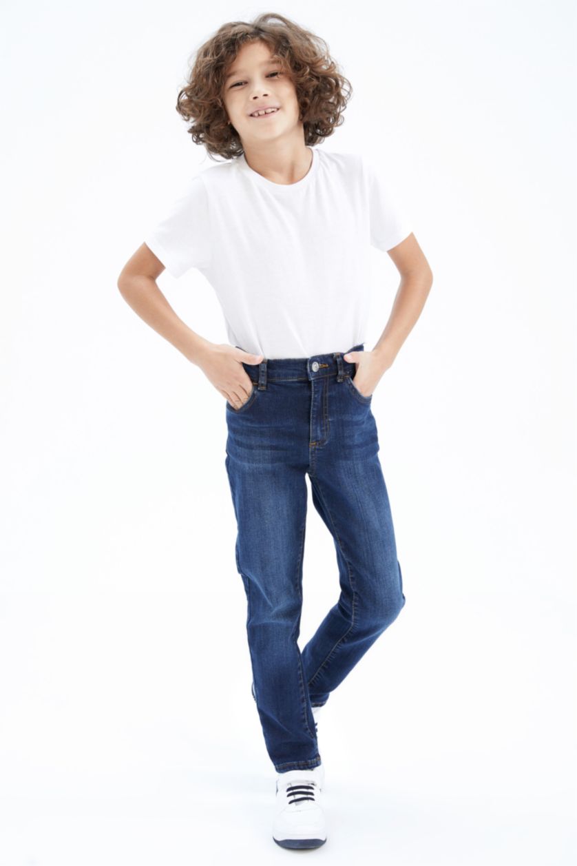 Мальчики и подростки Голубрй Брюки приталенного кроя adjustable waist для мальчиков