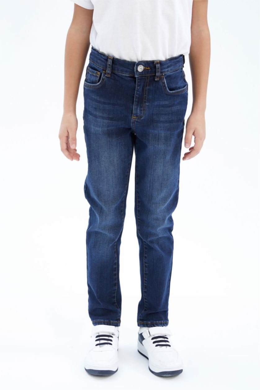 Мальчики и подростки Голубрй Брюки приталенного кроя adjustable waist для мальчиков