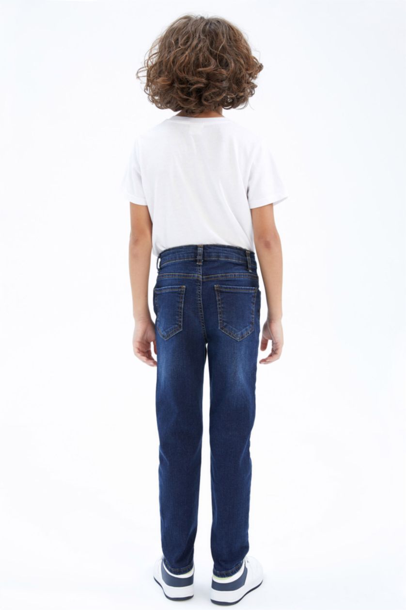 Мальчики и подростки Голубрй Брюки приталенного кроя adjustable waist для мальчиков