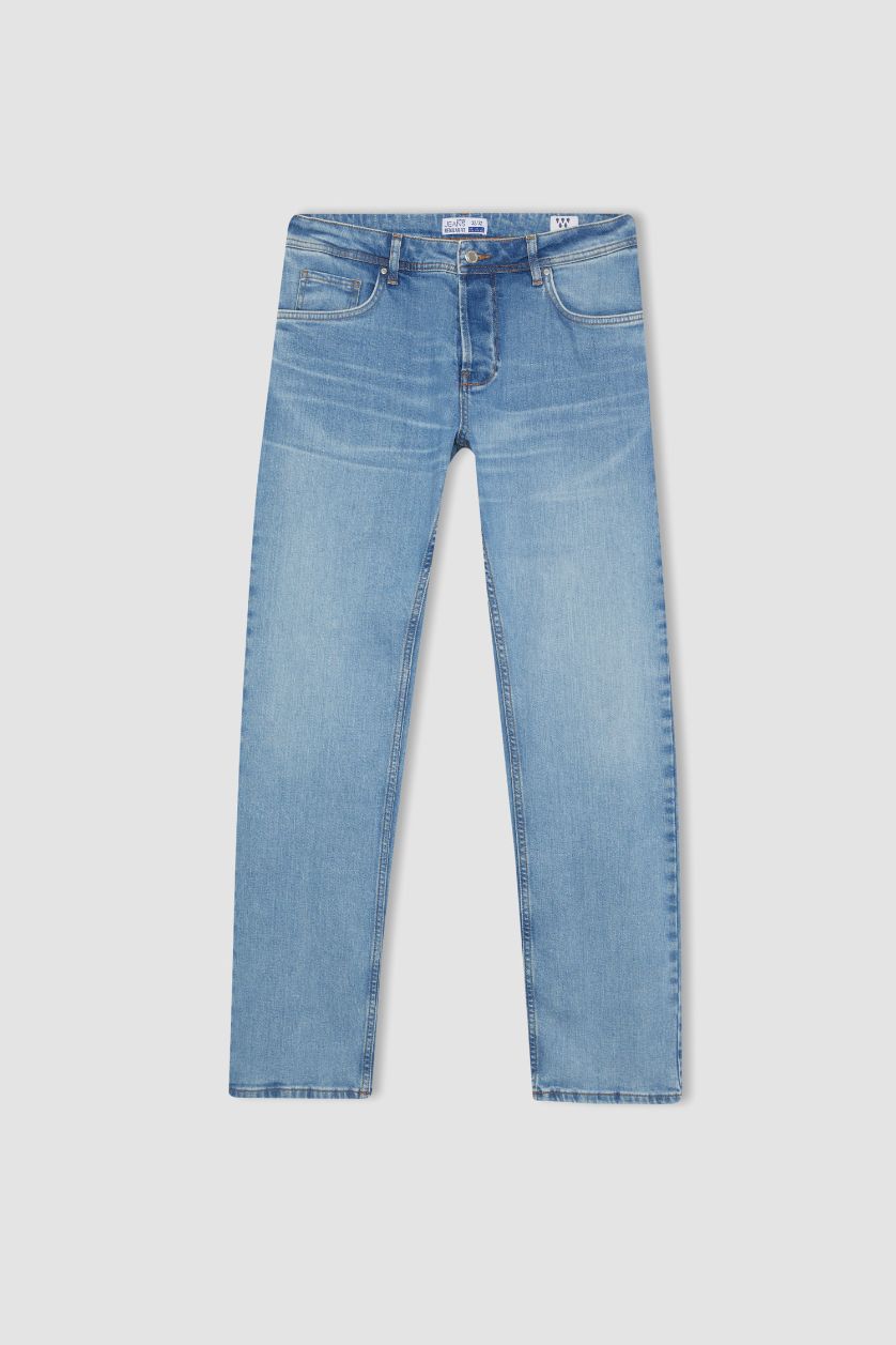 MAN Light Blue Defacto x Wiser Wash Sergio Regular Fit Waist Pipe Leg Jeans