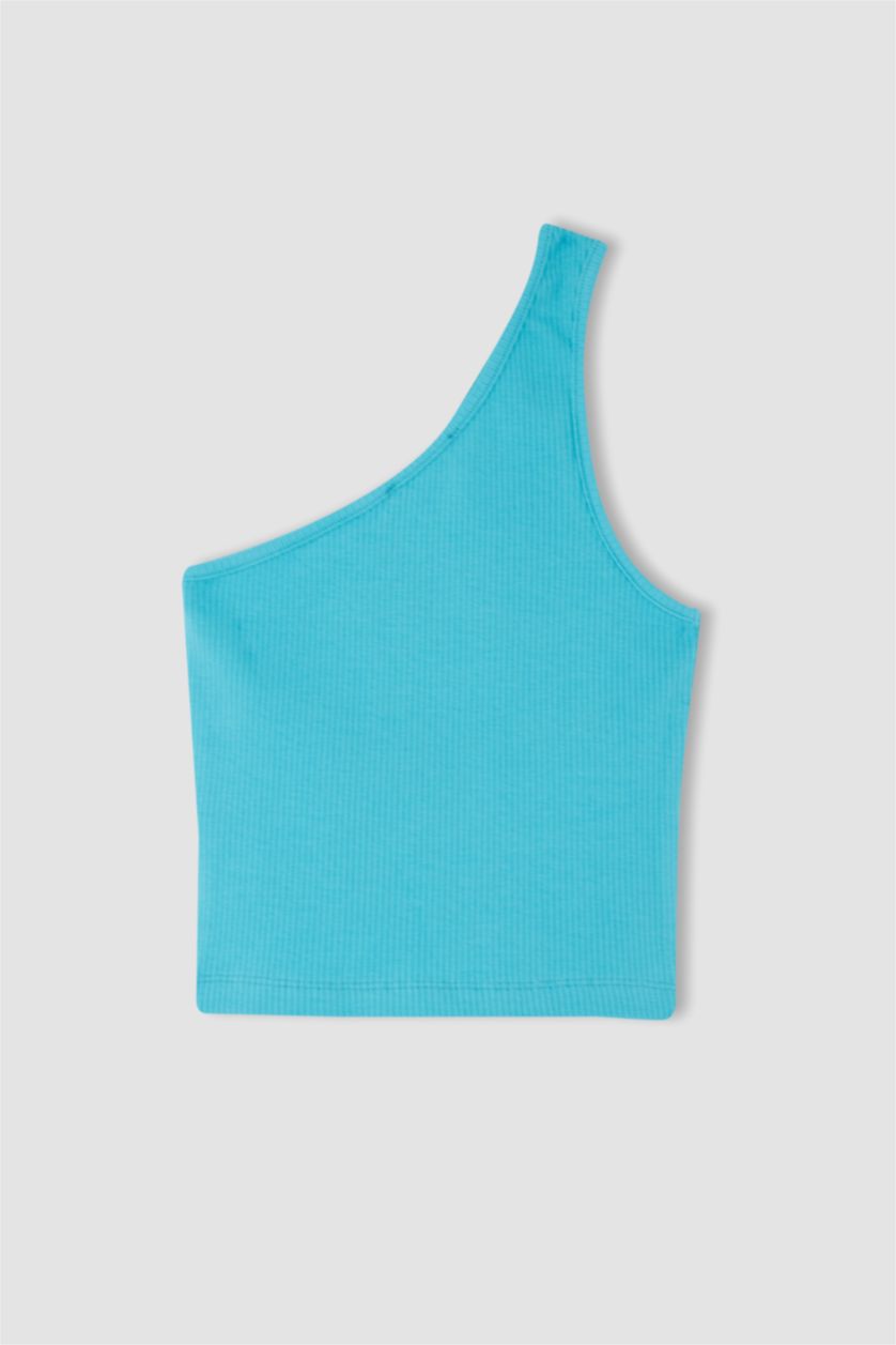 WOMAN Mint Slim Fit One-Shoulder Ribbed Camisole Singlet