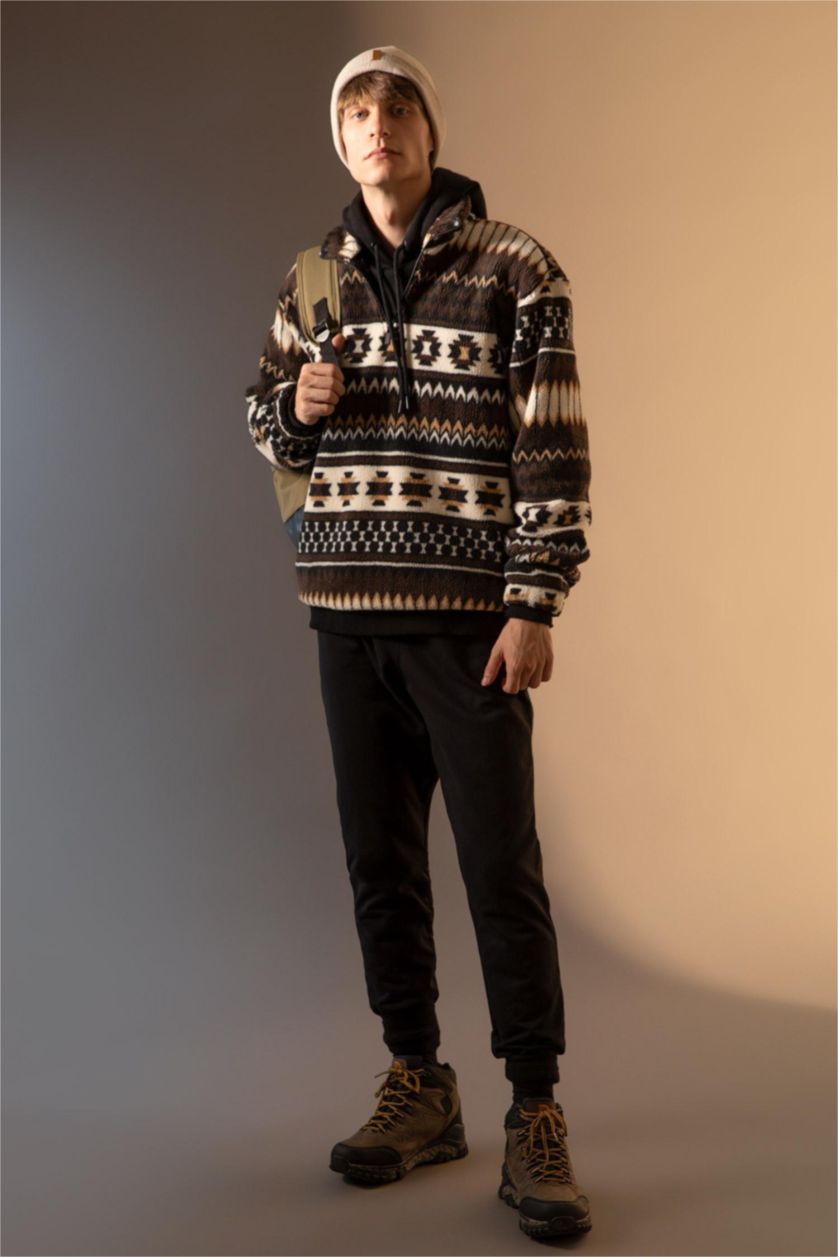 Erkek Kahve Relax Fıt Sweatshirt