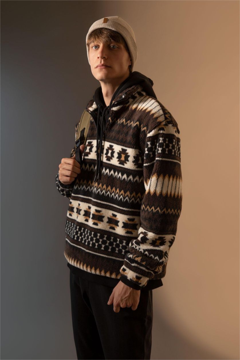 Erkek Kahve Relax Fıt Sweatshirt