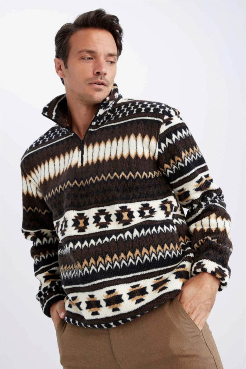 Erkek Kahve Relax Fıt Sweatshirt