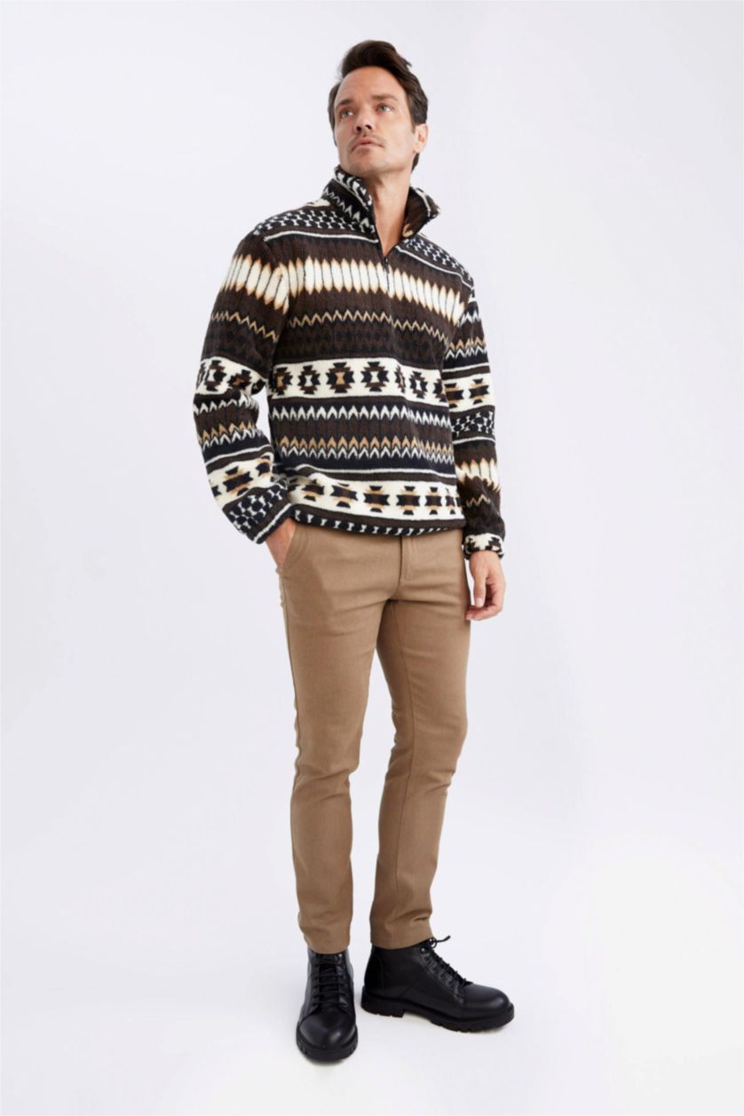 Erkek Kahve Relax Fıt Sweatshirt