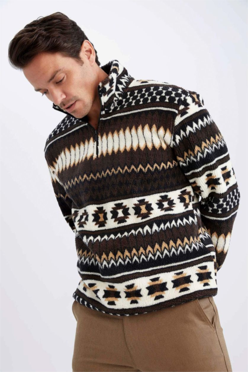 Erkek Kahve Relax Fıt Sweatshirt