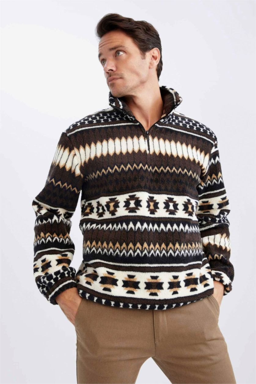 Erkek Kahve Relax Fıt Sweatshirt