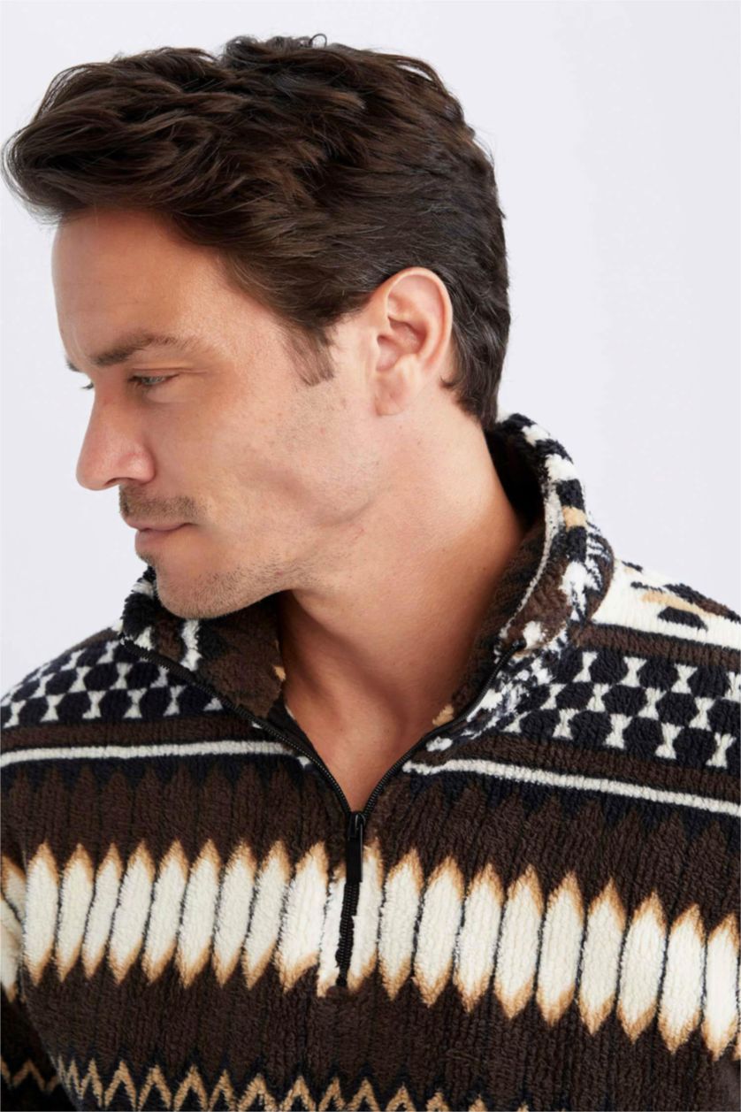 Erkek Kahve Relax Fıt Sweatshirt