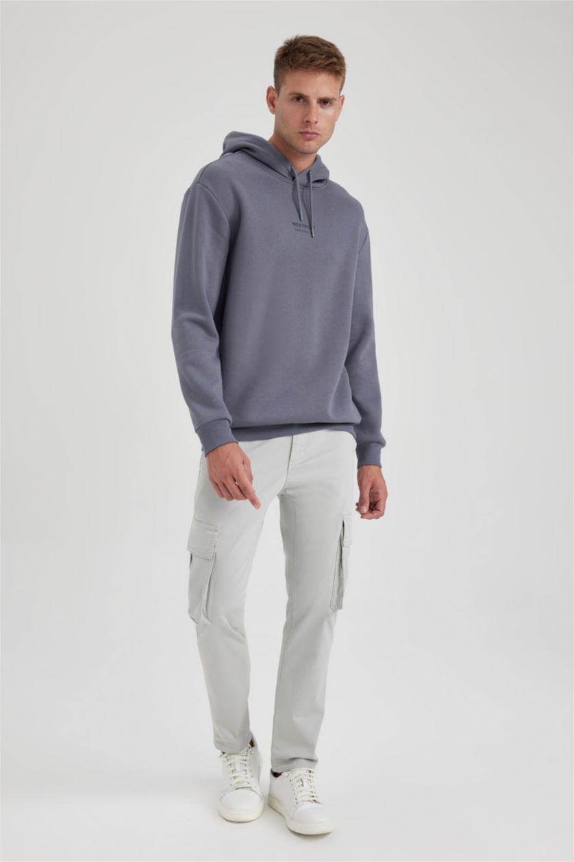 Erkek Koyu Gri Relax Fıt Sweatshirt