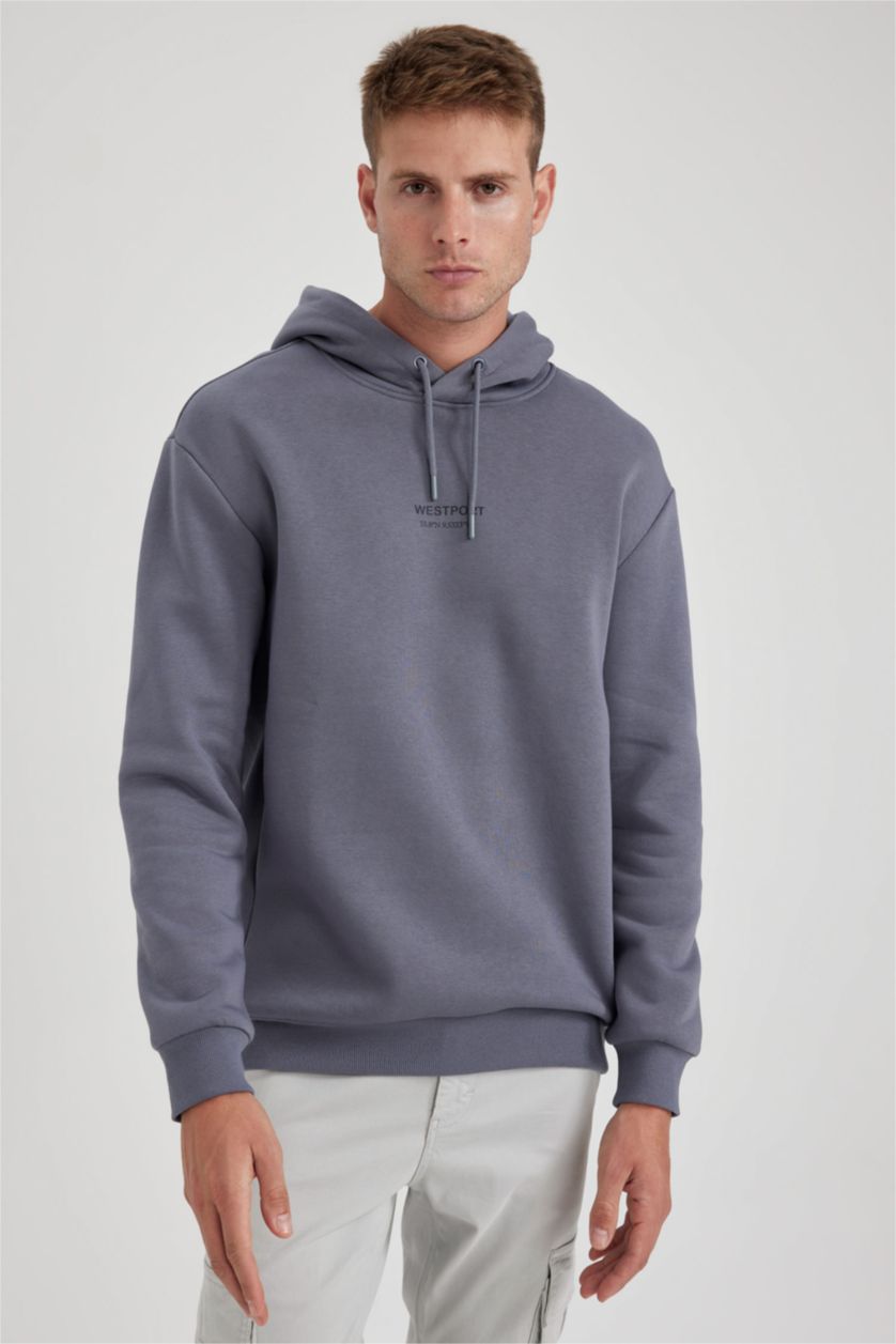 Erkek Koyu Gri Relax Fıt Sweatshirt