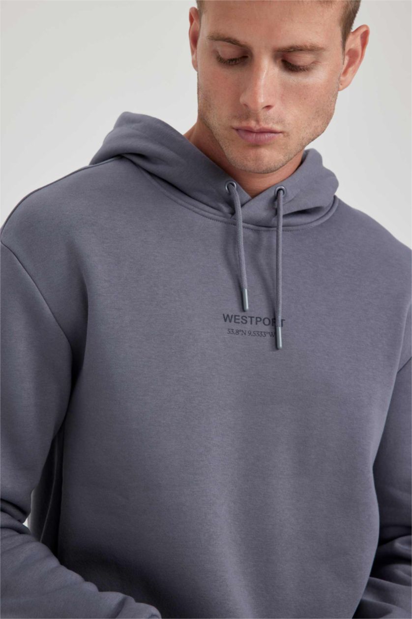 Erkek Koyu Gri Relax Fıt Sweatshirt