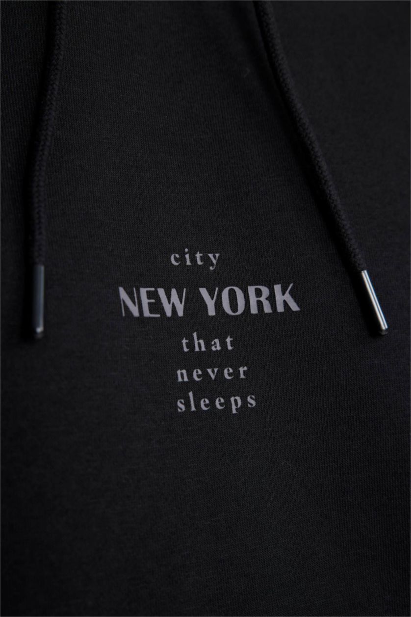 Man Black Relax Fit Thick Sweatshirt Fabric Sweatshirt