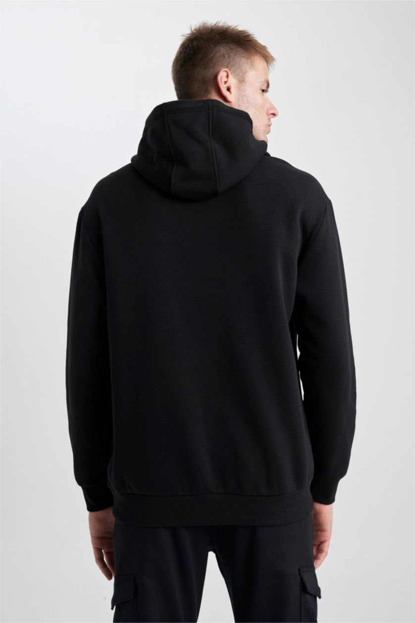 Man Black Relax Fit Thick Sweatshirt Fabric Sweatshirt