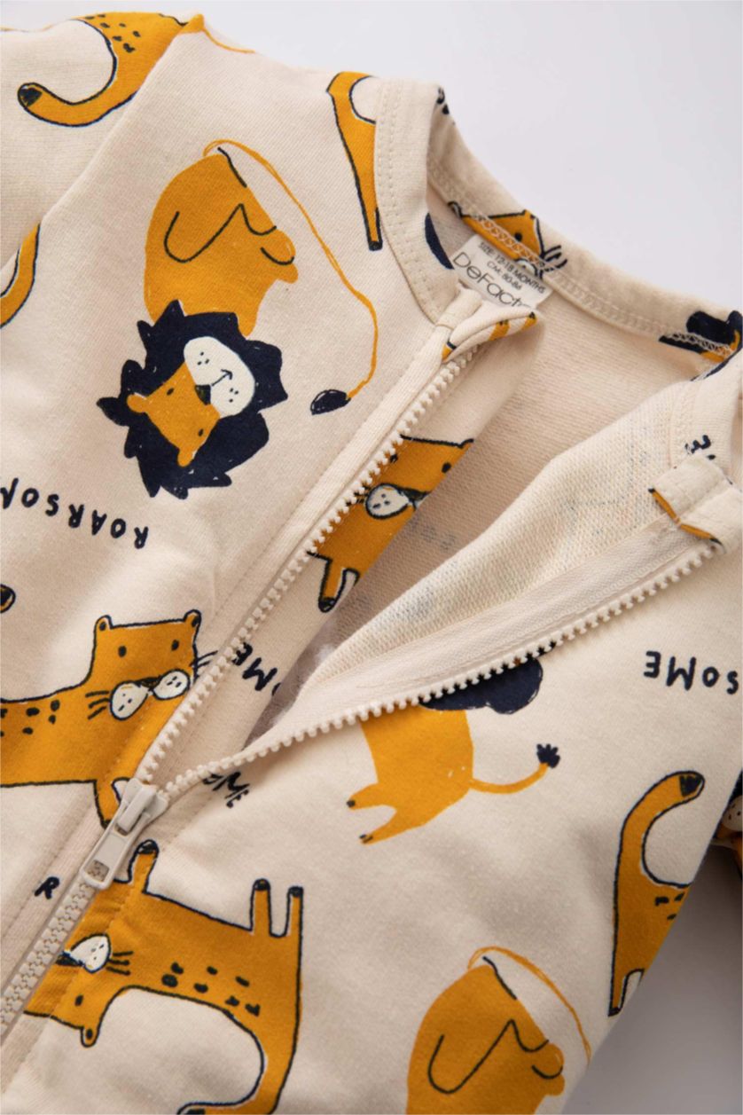 BABY BOY Beige İnce Sweatshirt Kumaşı Regular Fit Crew Neck Jumpsuit