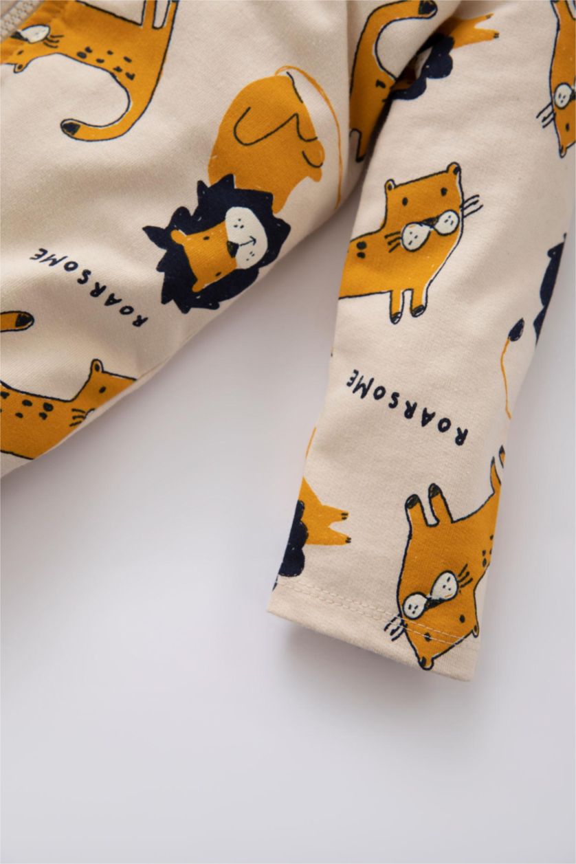 BABY BOY Beige İnce Sweatshirt Kumaşı Regular Fit Crew Neck Jumpsuit