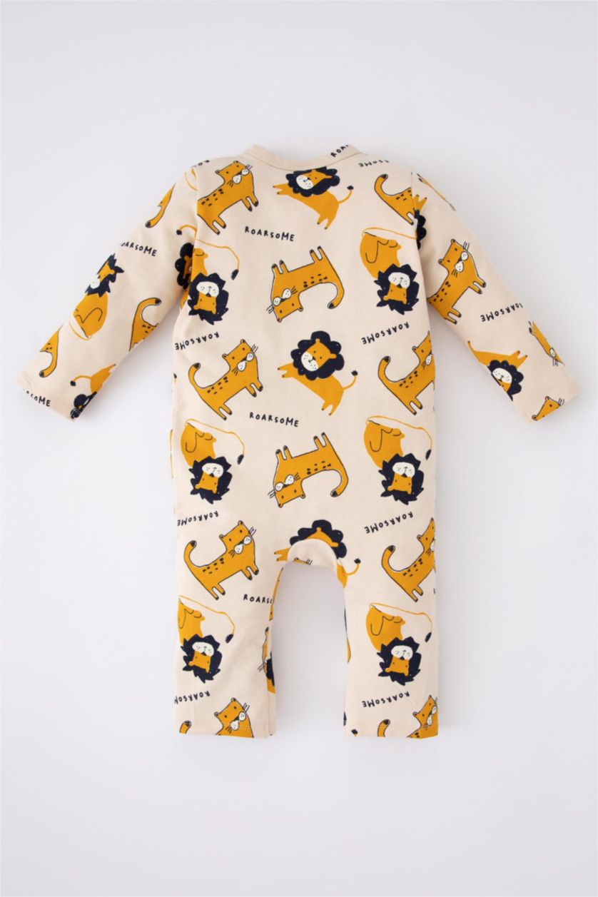 BABY BOY Beige İnce Sweatshirt Kumaşı Regular Fit Crew Neck Jumpsuit