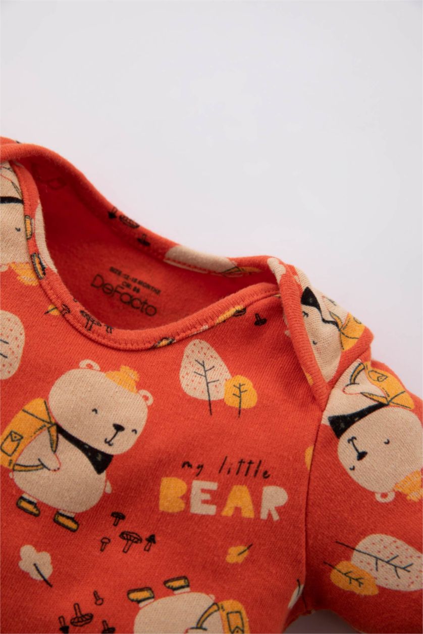 BABY GIRL Orange Baby Boy Patterned Snap Snap Rompers