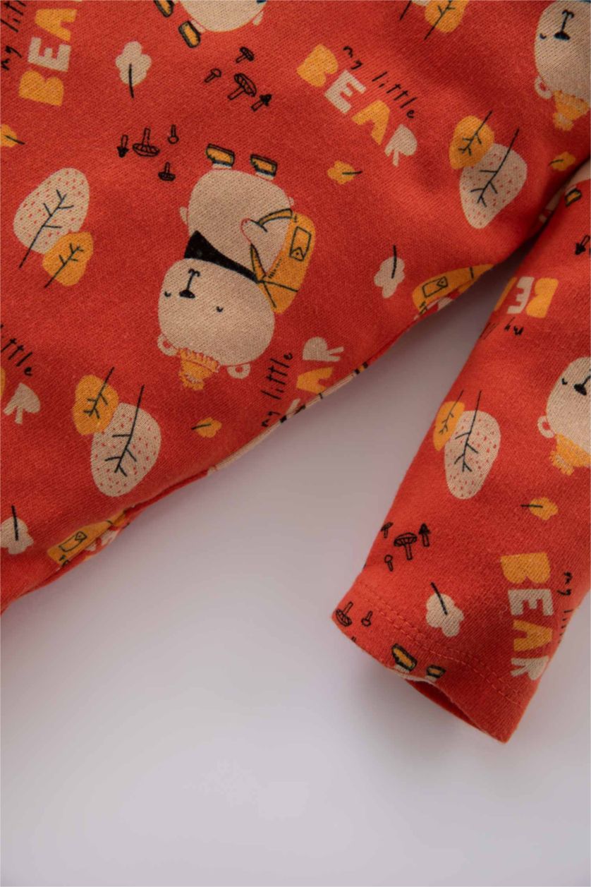 BABY GIRL Orange Baby Boy Patterned Snap Snap Rompers