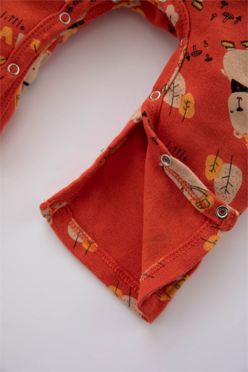 BABY GIRL Orange Baby Boy Patterned Snap Snap Rompers