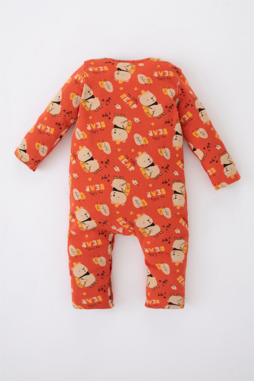 BABY GIRL Orange Baby Boy Patterned Snap Snap Rompers