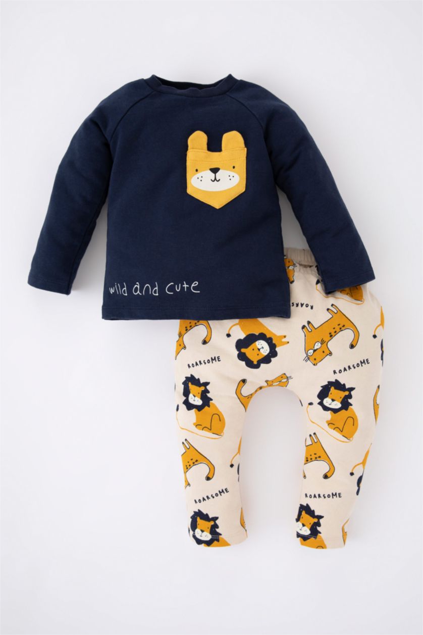 Erkek Bebek İndigo Erkek Bebek Yenidoğan Uzun Kollu Baskılı 2'li Takım